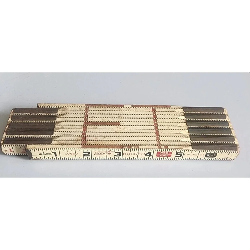 Vintage Lufkin Ruler 1066D 6 Ft. Red End Rugged Engineers Folding  Wood
